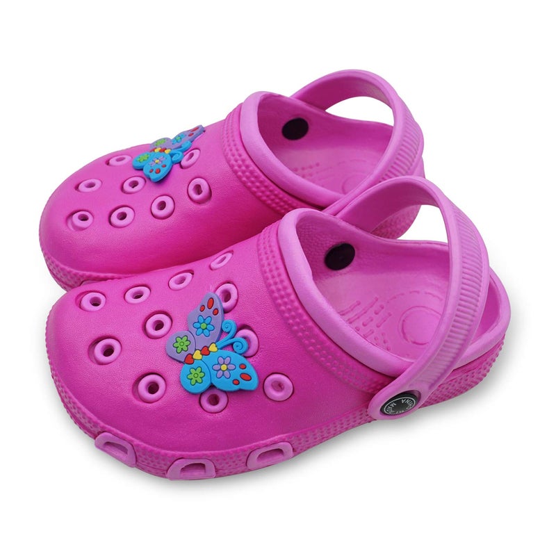 Namektch Toddler Little Kids Clogs Slippers Sandals, Non-Slip Girls Boys Clogs Slide Lightweight Garden Shoes Slip-on Beach Pool Shower Slippers Rose Red - Image 1